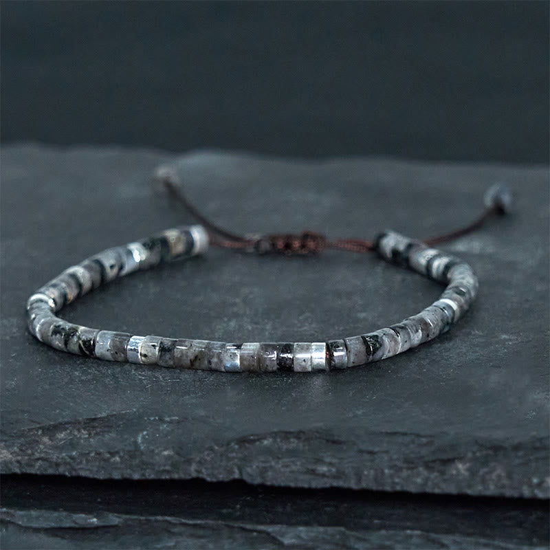 Nimara Ritual Natural Black Glitter Stone Courage Spacer Bead Bracelet