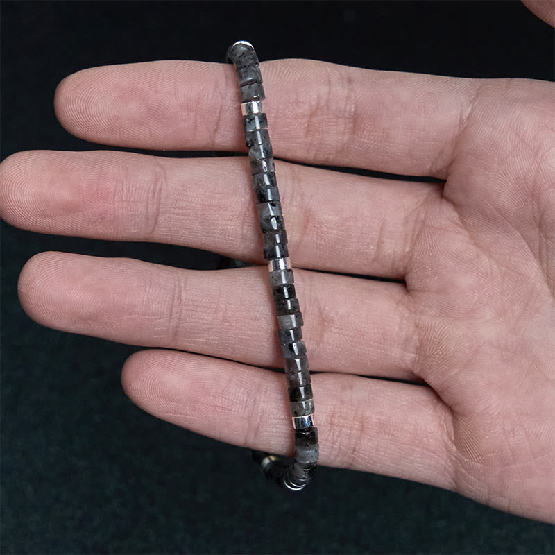 Nimara Ritual Natural Black Glitter Stone Courage Spacer Bead Bracelet