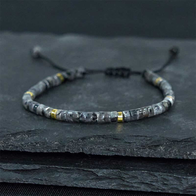 Nimara Ritual Natural Black Glitter Stone Courage Spacer Bead Bracelet