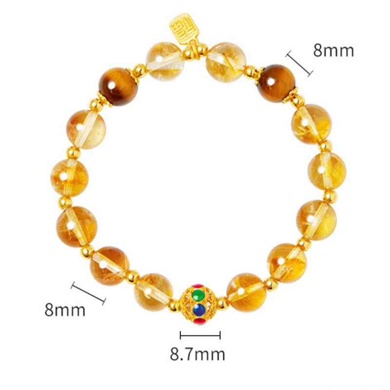 Nimara Ritual 925 Sterling Silver Fu Character Citrine Tiger Eye Protection Bracelet