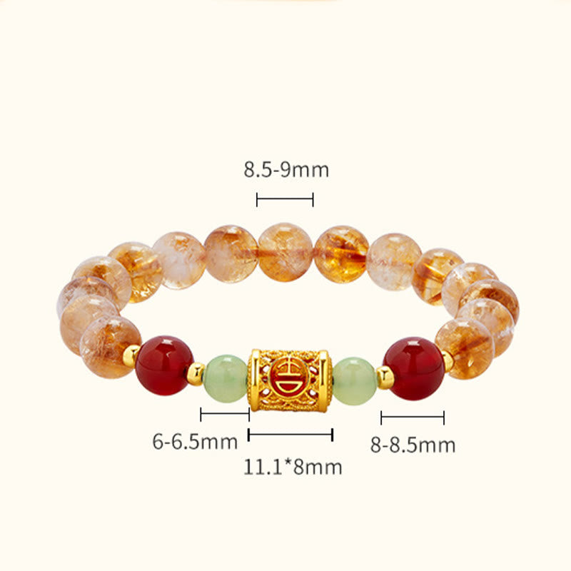 Nimara Ritual 999 Sterling Silver Natural Citrine Red Agate Hetian Jade Beads Protection Bracelet