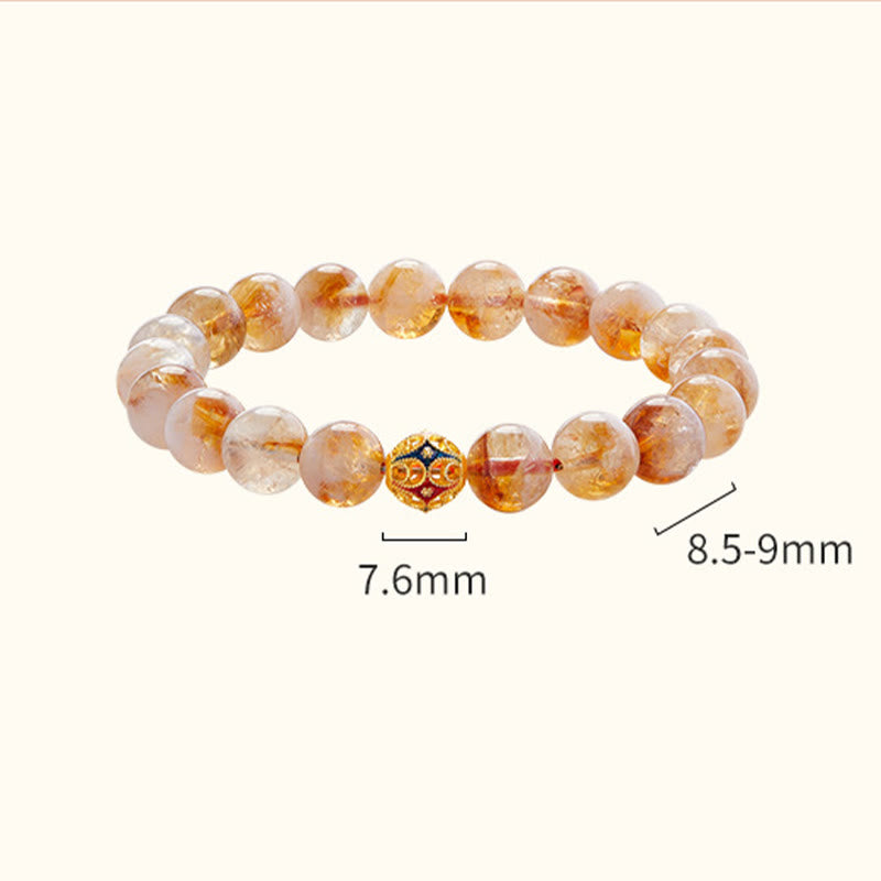 Nimara Ritual 999 Sterling Silver Natural Citrine Flower Balls Beads Protection Bracelet