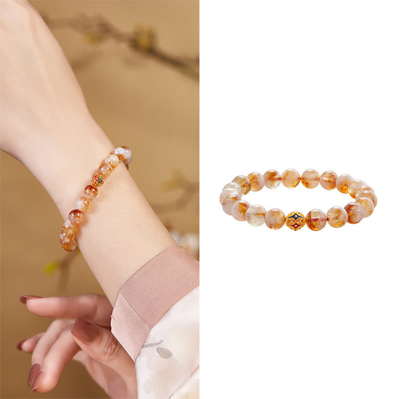 Nimara Ritual 999 Sterling Silver Natural Citrine Flower Balls Beads Protection Bracelet