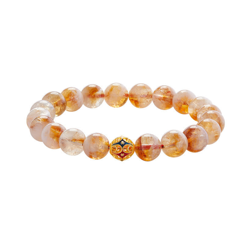 Nimara Ritual 999 Sterling Silver Natural Citrine Flower Balls Beads Protection Bracelet