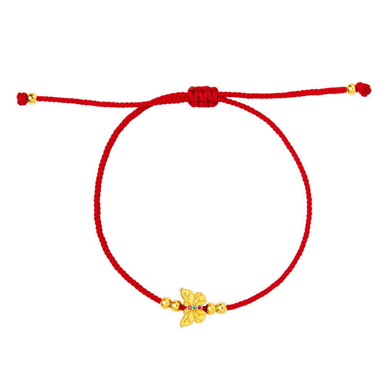 Nimara Ritual 999 Sterling Silver Butterfly Red String Strength Bracelet