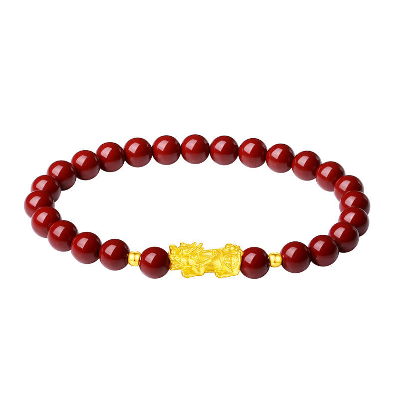 Nimara Ritual 999 Gold 5D Hard Gold Cinnabar PiXiu Calm Bracelet