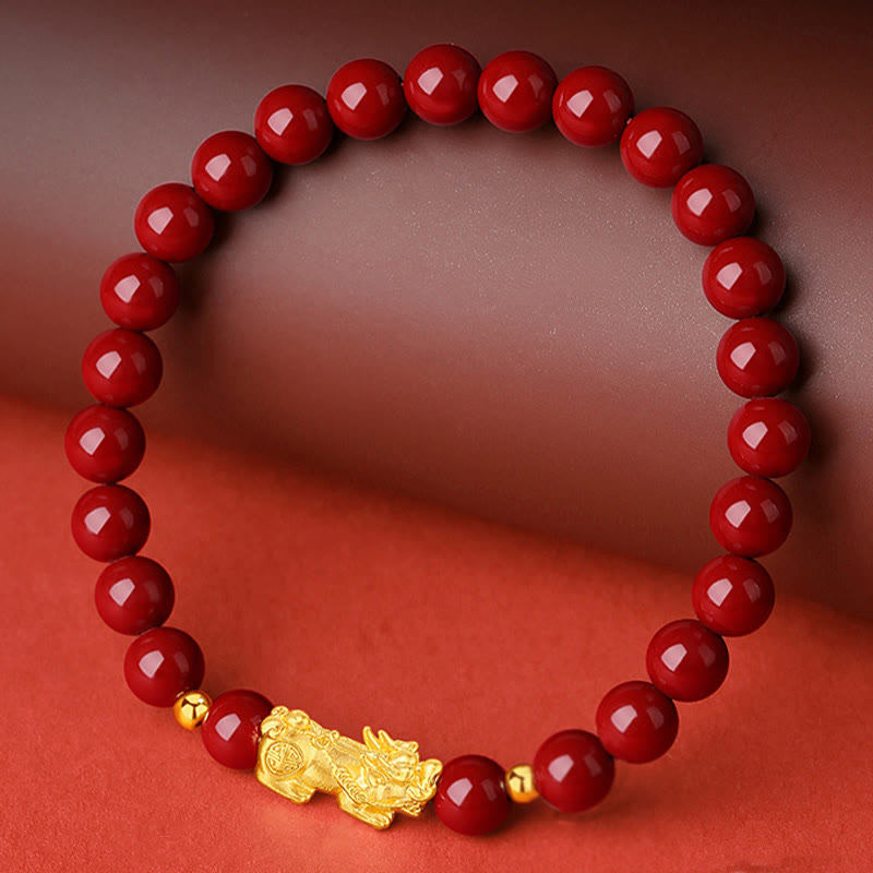 Nimara Ritual 999 Gold 5D Hard Gold Cinnabar PiXiu Calm Bracelet