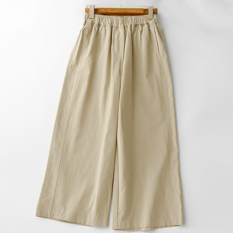 Nimara Ritual Spring Commute Solid Color High Waist Women's Wide Leg Cotton Linen Pants With Pockets