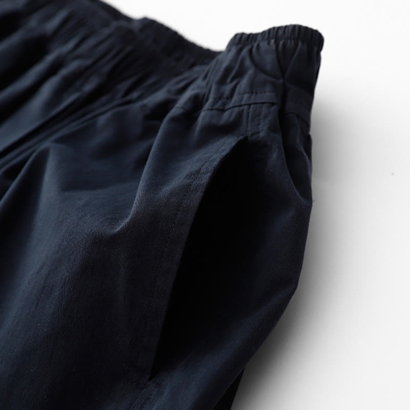 Nimara Ritual Spring Commute Solid Color High Waist Women's Wide Leg Cotton Linen Pants With Pockets