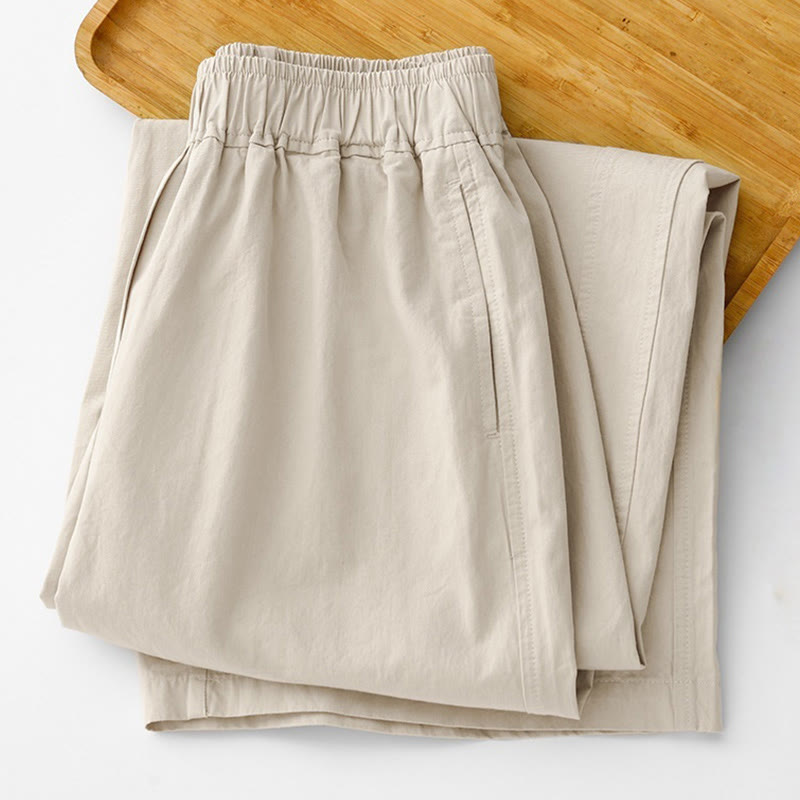 Nimara Ritual Spring Commute Solid Color High Waist Women's Wide Leg Cotton Linen Pants With Pockets