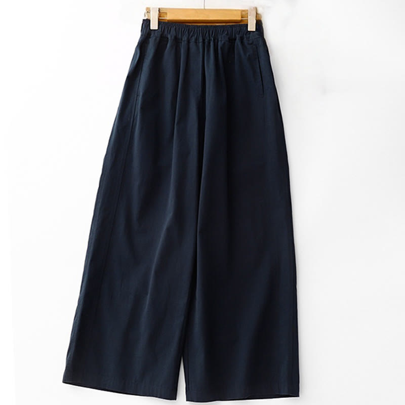 Nimara Ritual Spring Commute Solid Color High Waist Women's Wide Leg Cotton Linen Pants With Pockets