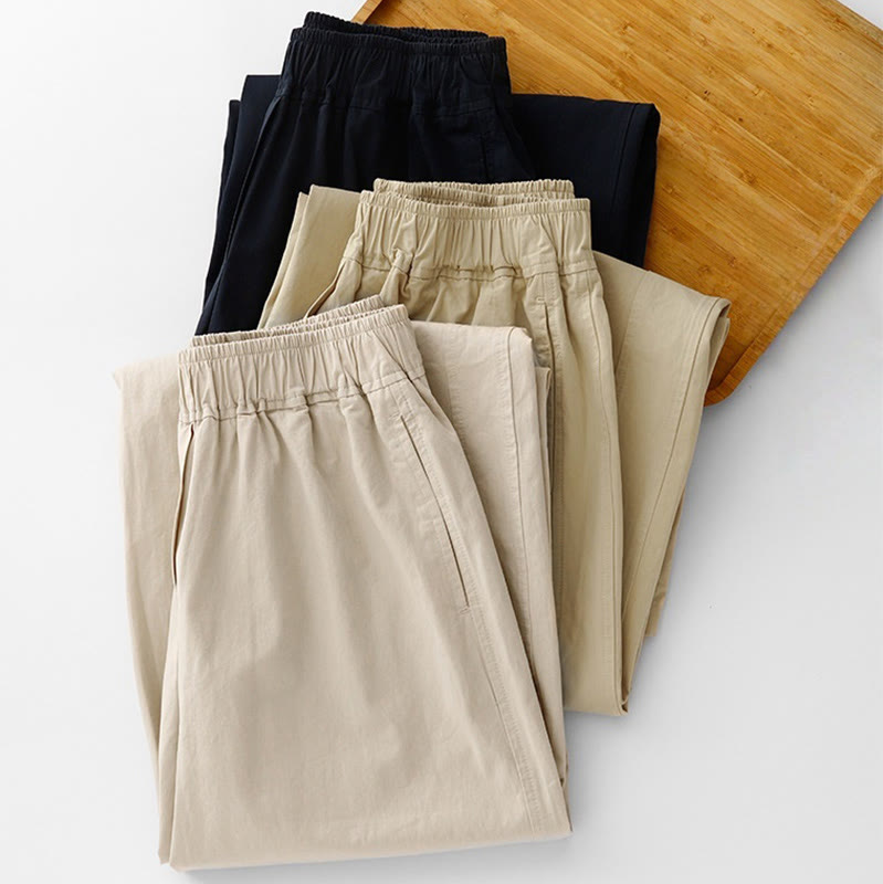 Nimara Ritual Spring Commute Solid Color High Waist Women's Wide Leg Cotton Linen Pants With Pockets