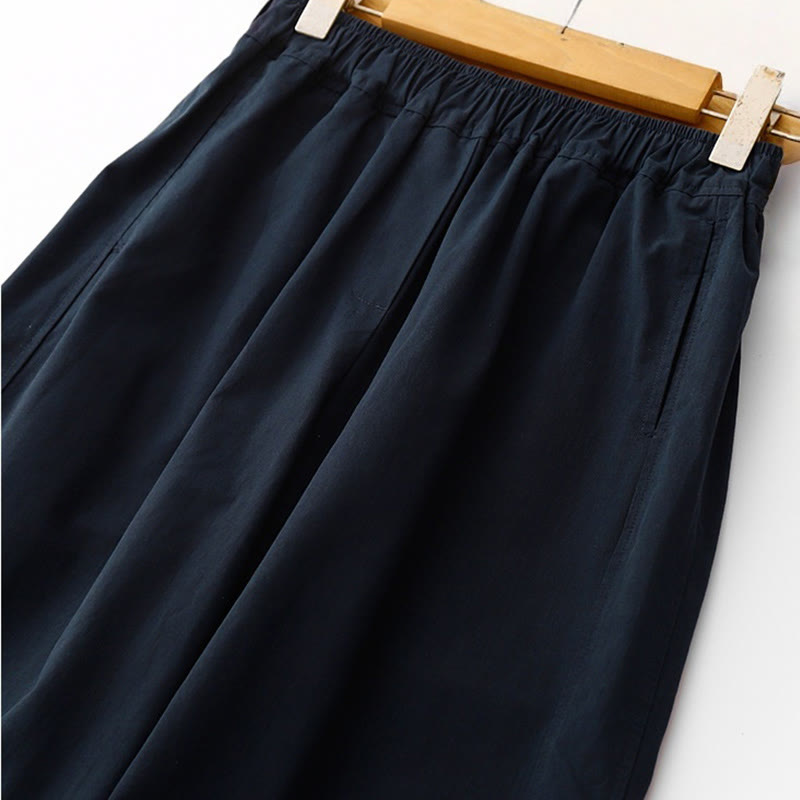 Nimara Ritual Spring Commute Solid Color High Waist Women's Wide Leg Cotton Linen Pants With Pockets