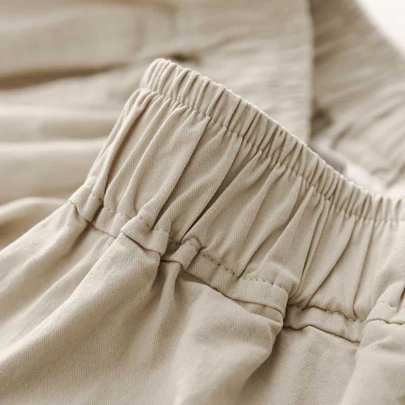 Nimara Ritual Spring Commute Solid Color High Waist Women's Wide Leg Cotton Linen Pants With Pockets