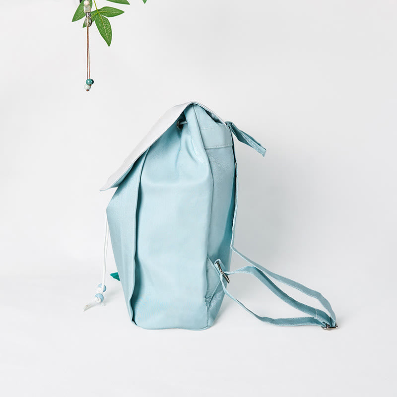 Nimara Ritual Handmade Blue Lotus Embroidered Large Capacity Canvas Backpack
