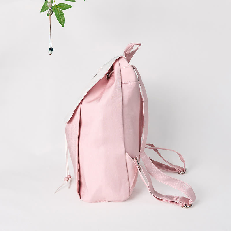 Nimara Ritual Handmade Pink Peony Flowers Embroidered Large Capacity Canvas Backpack