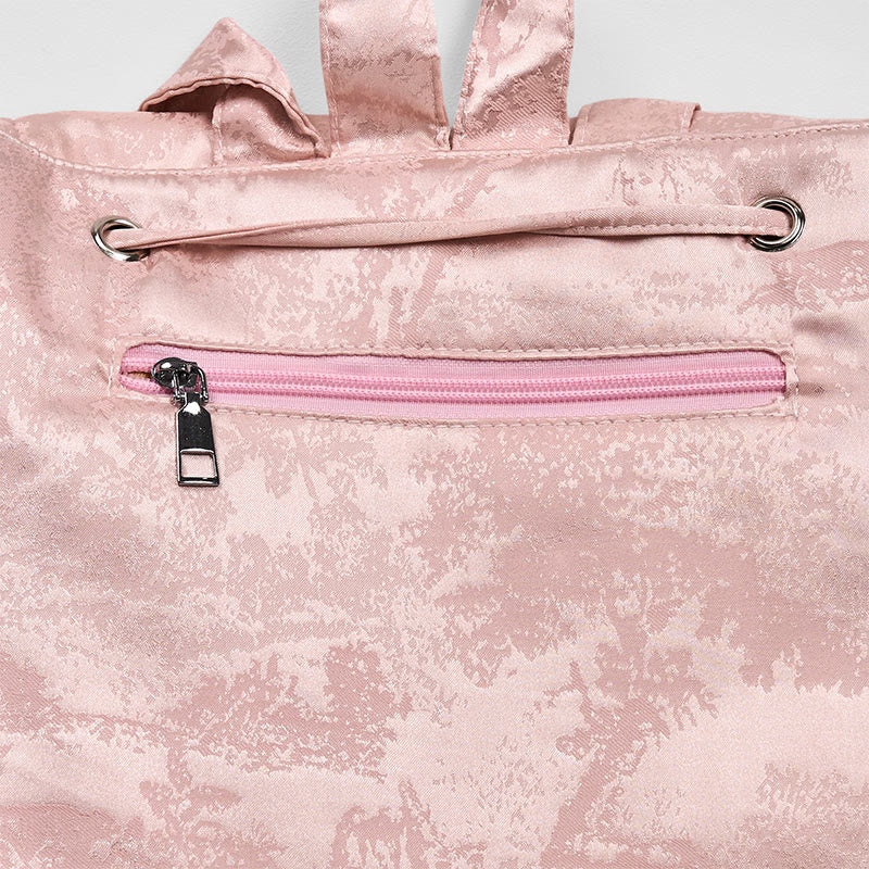 Nimara Ritual Handmade Pink Lotus Embroidered Large Capacity Polyester Cotton Backpack
