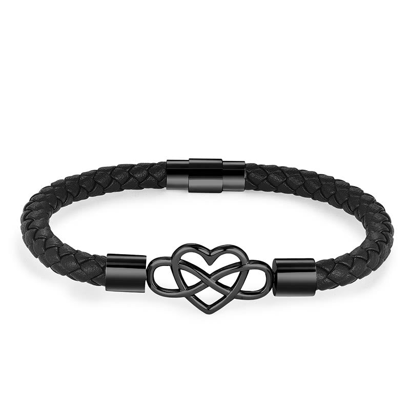 Nimara Ritual Endless Knot Heart Leather Titanium Steel Strength Buckle Bracelet