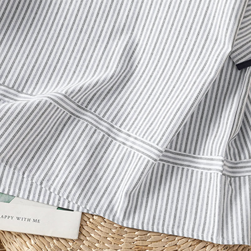 Nimara Ritual Pullover Stripes Crew Neck Design Women's Cotton Short Sleeves Shirt
