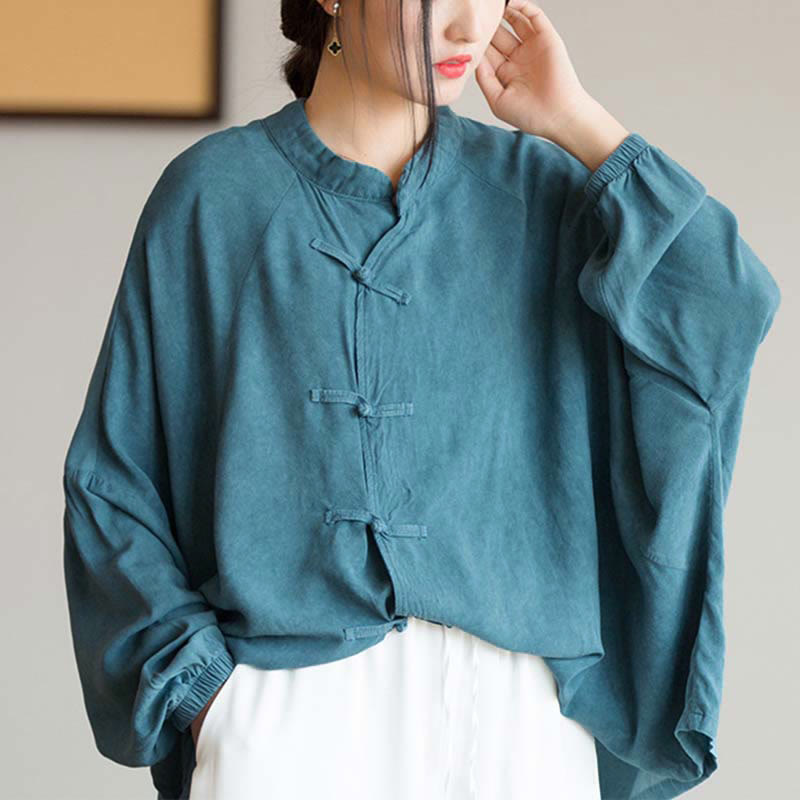 Nimara Ritual Frog-Button Long Sleeve Shirt Zen Tai Chi Meditation Top Hanfu Clothing Jacket