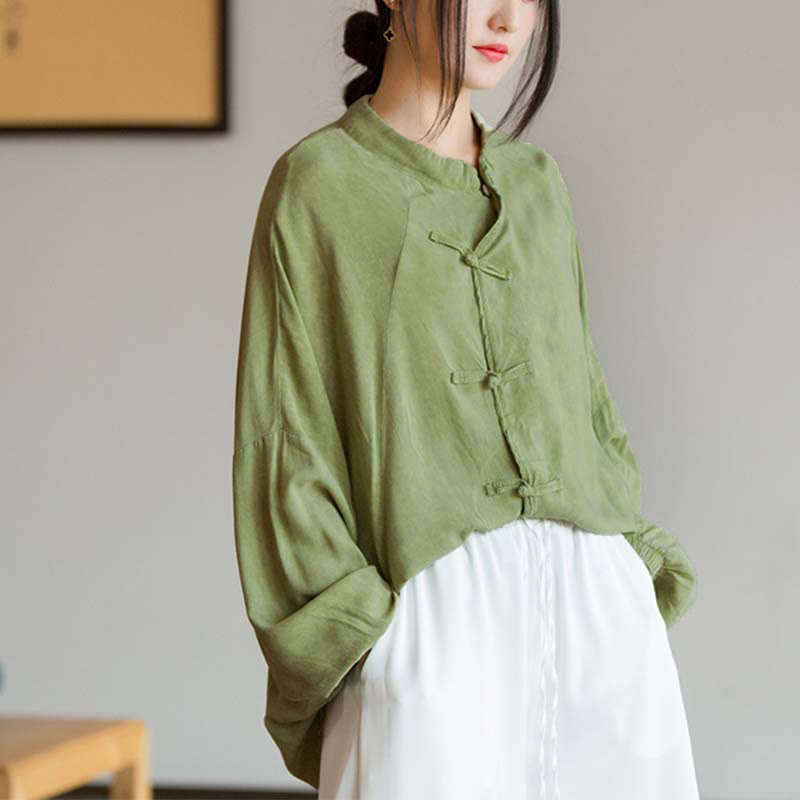 Nimara Ritual Frog-Button Long Sleeve Shirt Zen Tai Chi Meditation Top Hanfu Clothing Jacket