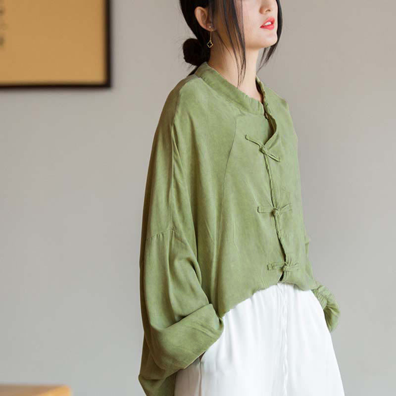 Nimara Ritual Frog-Button Long Sleeve Shirt Zen Tai Chi Meditation Top Hanfu Clothing Jacket