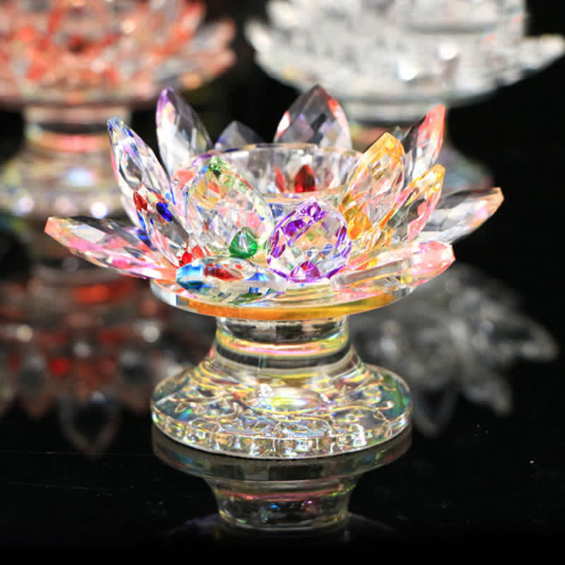 Nimara Ritual Lotus Flower Crystal Candle Holder Home Office Offering Decoration
