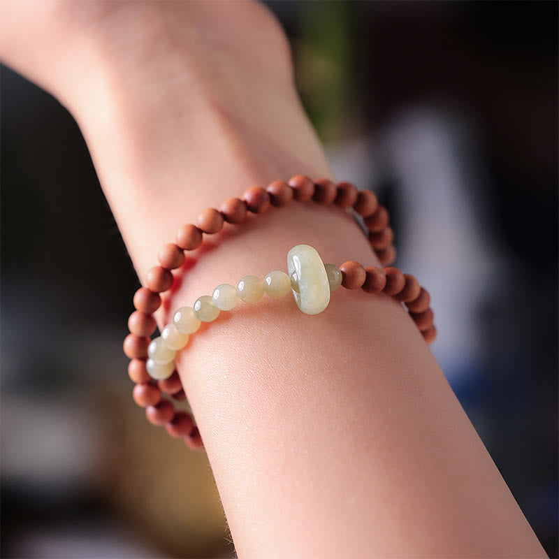 Nimara Ritual Sandalwood Hetian Jade Protection Double Wrap Bracelet