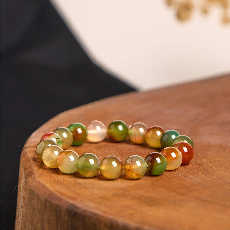 Nimara Ritual Natural Colorful Peacock Agate Courage Purify Bracelet