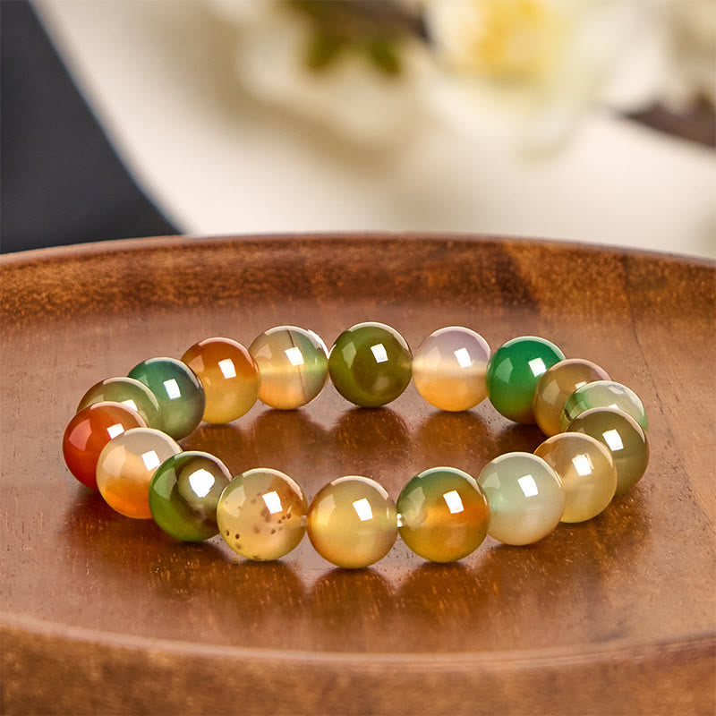 Nimara Ritual Natural Colorful Peacock Agate Courage Purify Bracelet