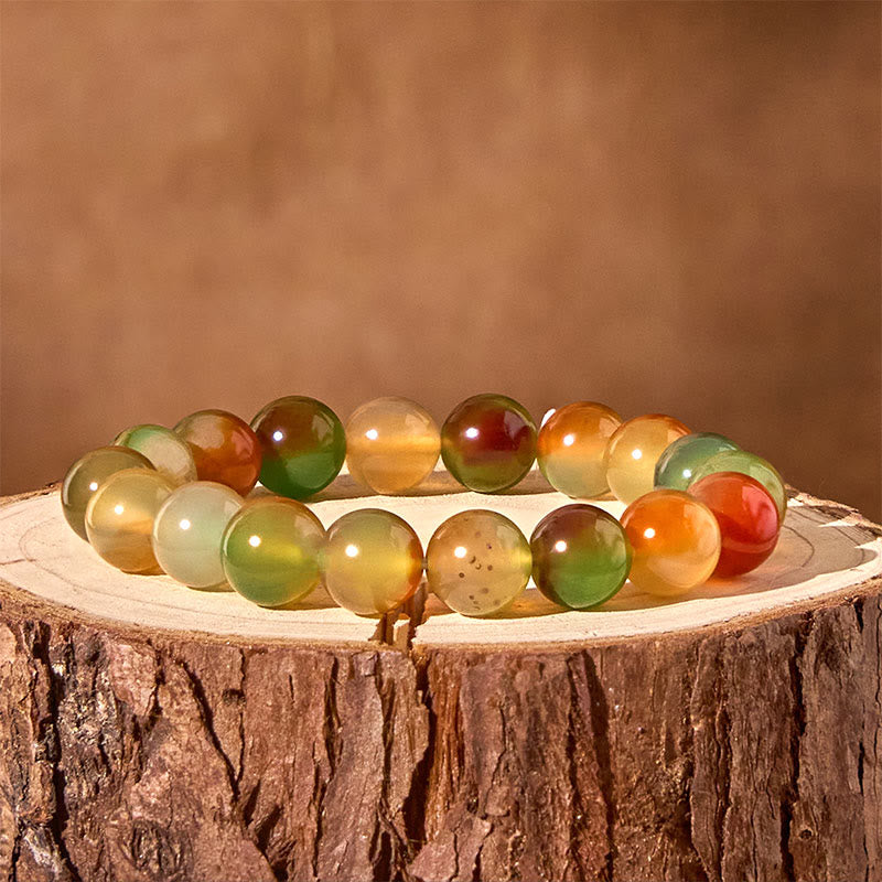 Nimara Ritual Natural Colorful Peacock Agate Courage Purify Bracelet