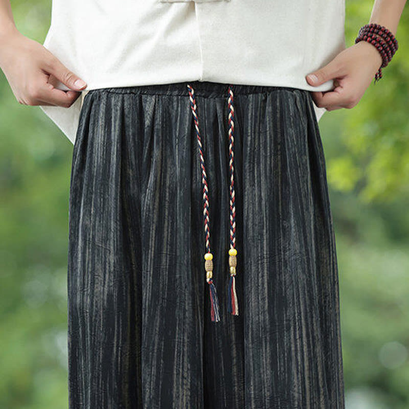 Nimara Ritual Summer Black Stripes Drawstring Men's Harem Pants With Pockets