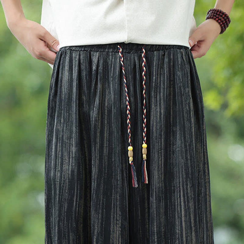 Nimara Ritual Summer Black Stripes Drawstring Men's Harem Pants With Pockets