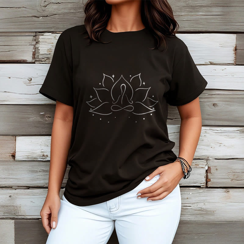 Nimara Ritual Lotus Flower Meditative Yoga Pose Design Tee T-shirt