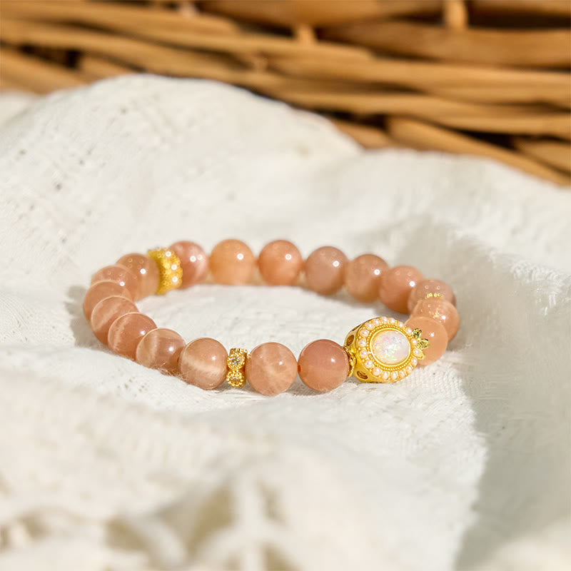 Nimara Ritual Natural Peach Moonstone Adjustable Soothing Bracelet