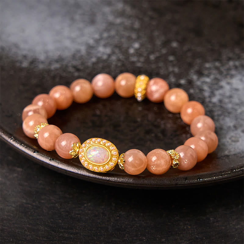 Nimara Ritual Natural Peach Moonstone Adjustable Soothing Bracelet