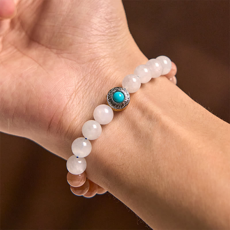 Nimara Ritual Natural Peach Moonstone Aquamarine Soothing Bracelet