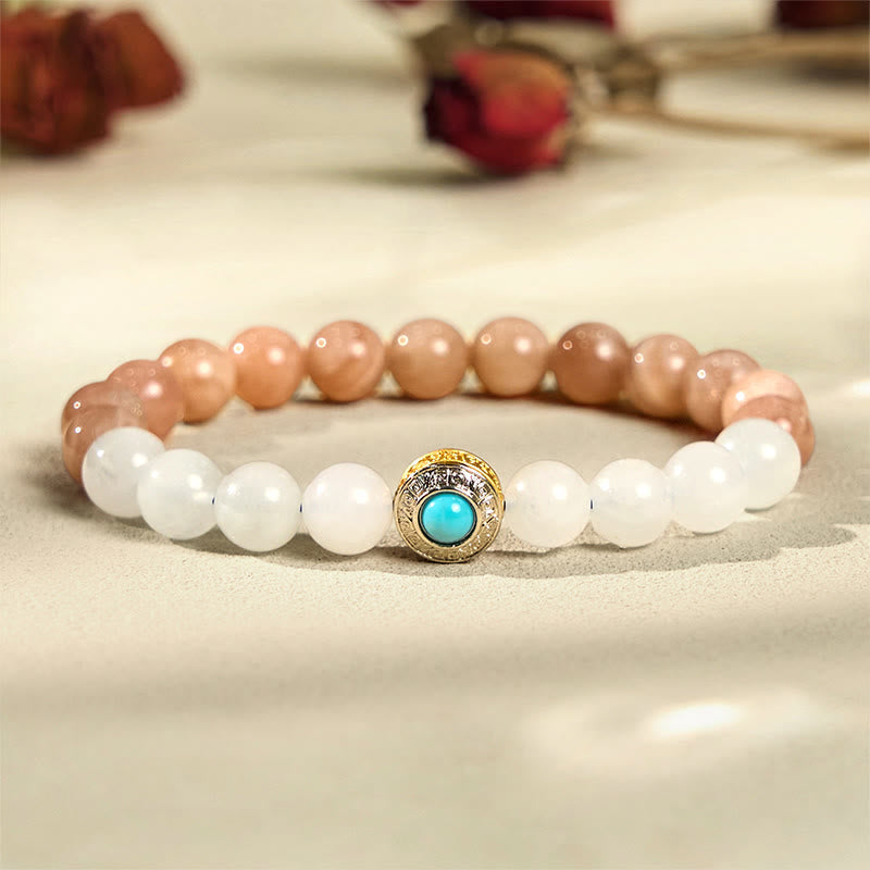 Nimara Ritual Natural Peach Moonstone Aquamarine Soothing Bracelet