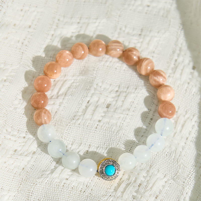 Nimara Ritual Natural Peach Moonstone Aquamarine Soothing Bracelet