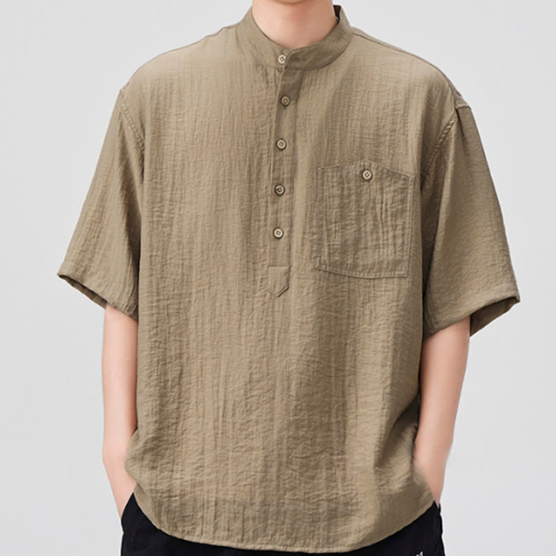 Nimara Ritual Summer Plain Half Buttons Design Men's Half Sleeve Shirt