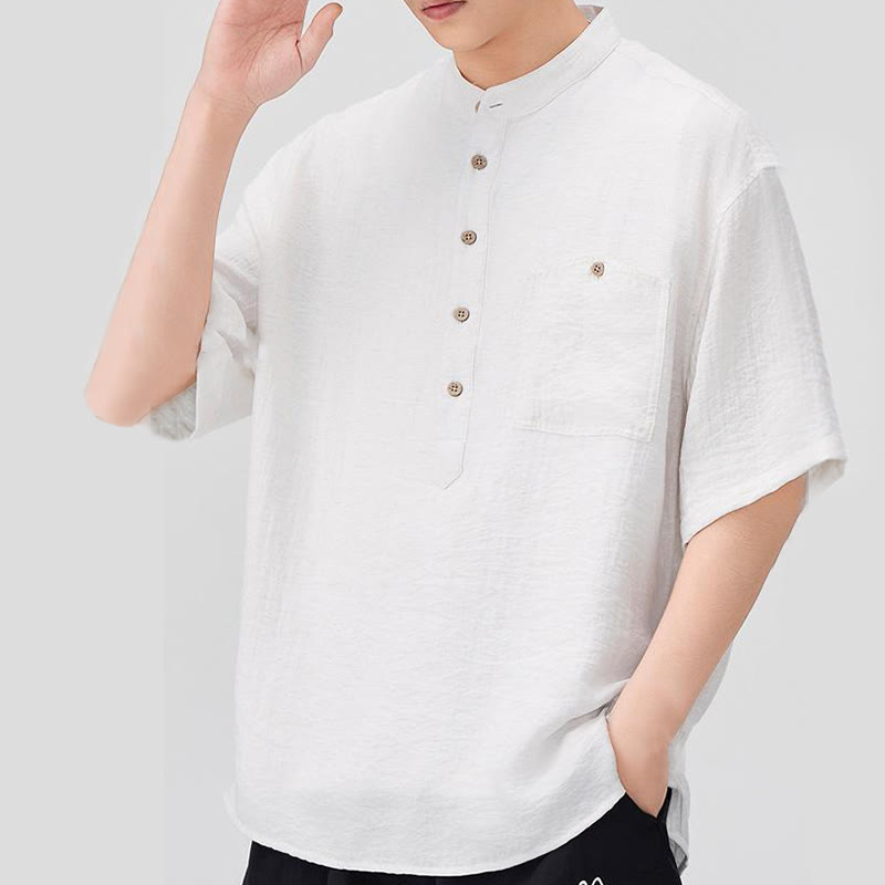 Nimara Ritual Summer Plain Half Buttons Design Men's Half Sleeve Shirt