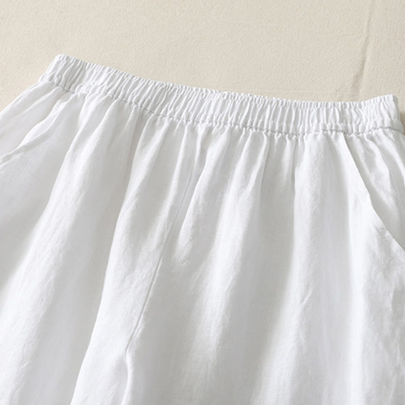 Nimara Ritual Summer Daily Solid Color Elastic Waistband Design Women's Wide Leg Pants With Pockets
