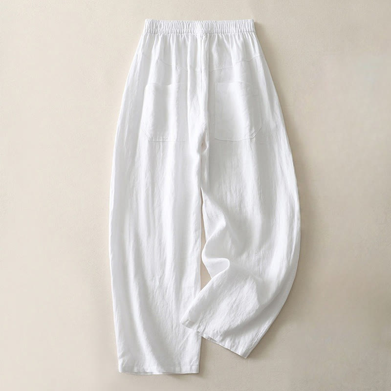 Nimara Ritual Summer Daily Solid Color Elastic Waistband Design Women's Wide Leg Pants With Pockets