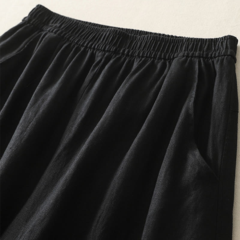 Nimara Ritual Summer Daily Solid Color Elastic Waistband Design Women's Wide Leg Pants With Pockets