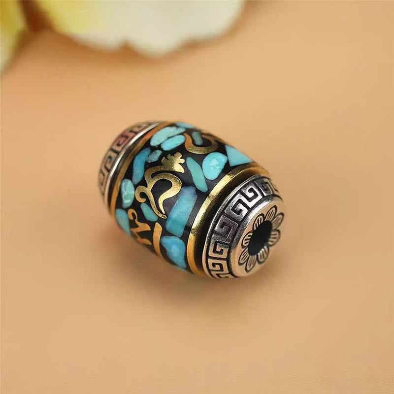 Nimara Ritual Tibet Om Mani Padme Hum Dzi Bead Pattern Protection Rotatable Necklace Pendant