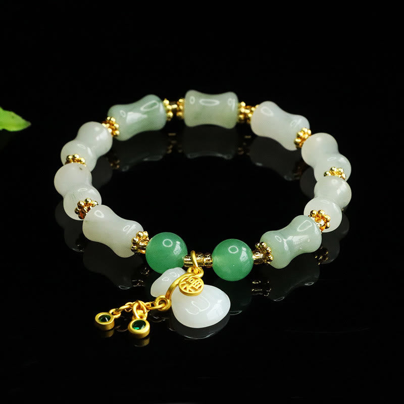 Nimara Ritual Natural Tianshan Jade Fu Character Money Bag Pattern Prosperity Bracelet