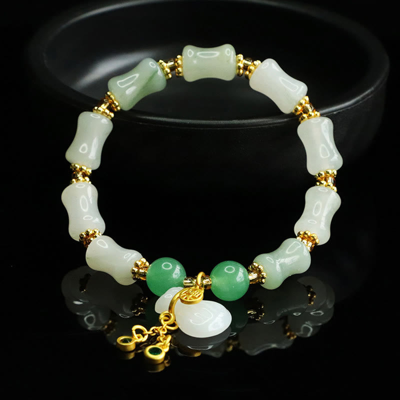 Nimara Ritual Natural Tianshan Jade Fu Character Money Bag Pattern Prosperity Bracelet