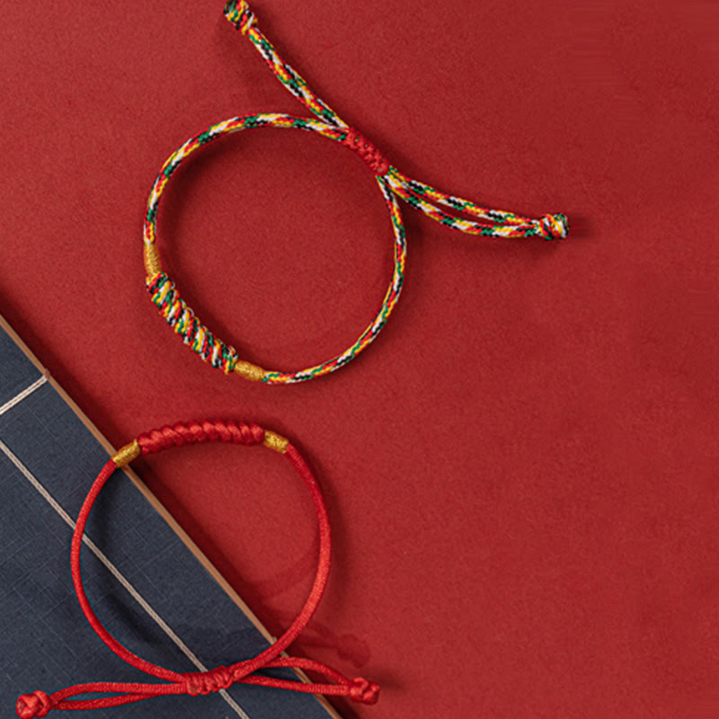 Nimara Ritual Handmade Braided Red String Happy Knot Flat Knot Colorful Rope Bracelet