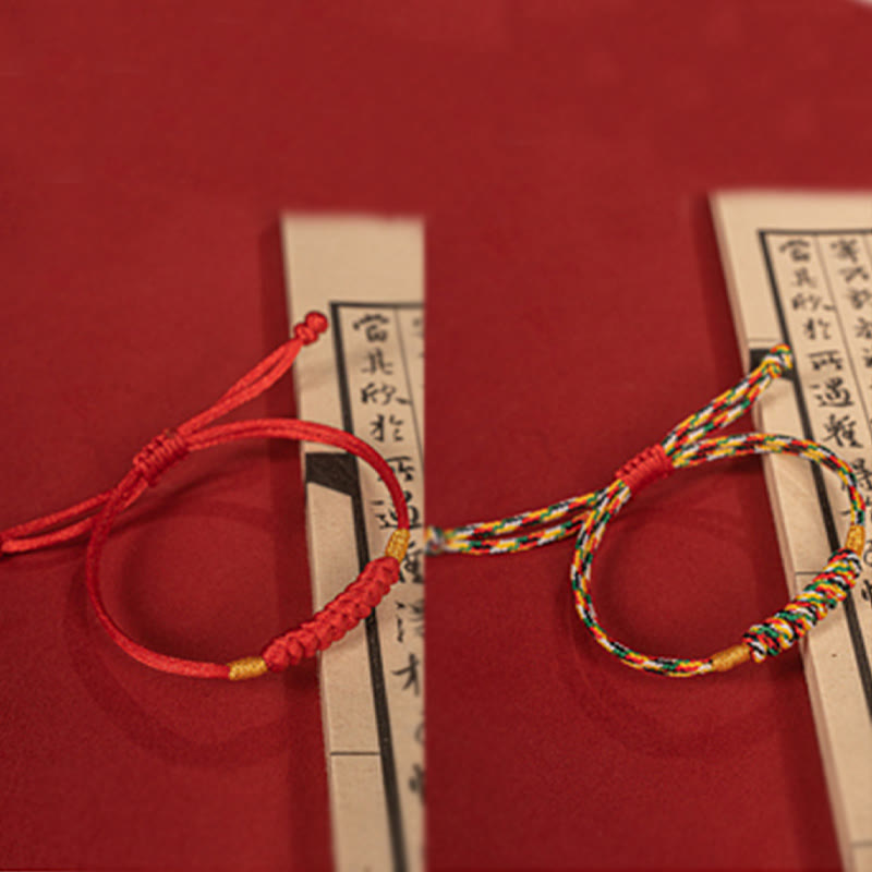 Nimara Ritual Handmade Braided Red String Happy Knot Flat Knot Colorful Rope Bracelet