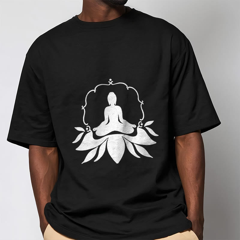 Nimara Ritual Meditating Buddha Seated on Grass Tee T-shirt